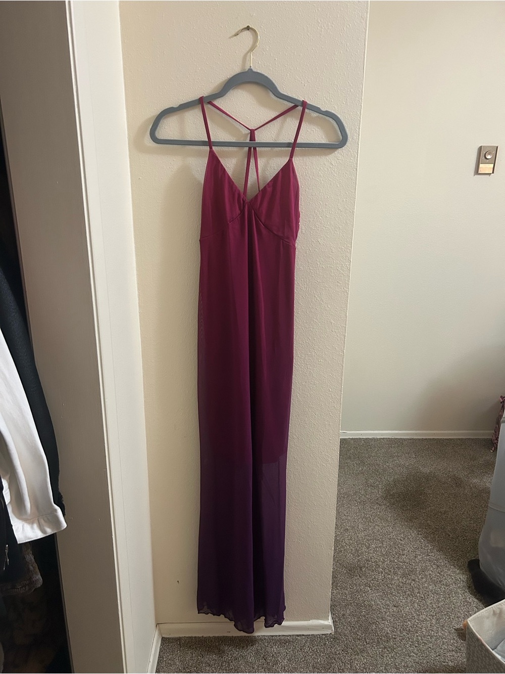 Women's Strappy V-Neck Maxi Dress in Plum